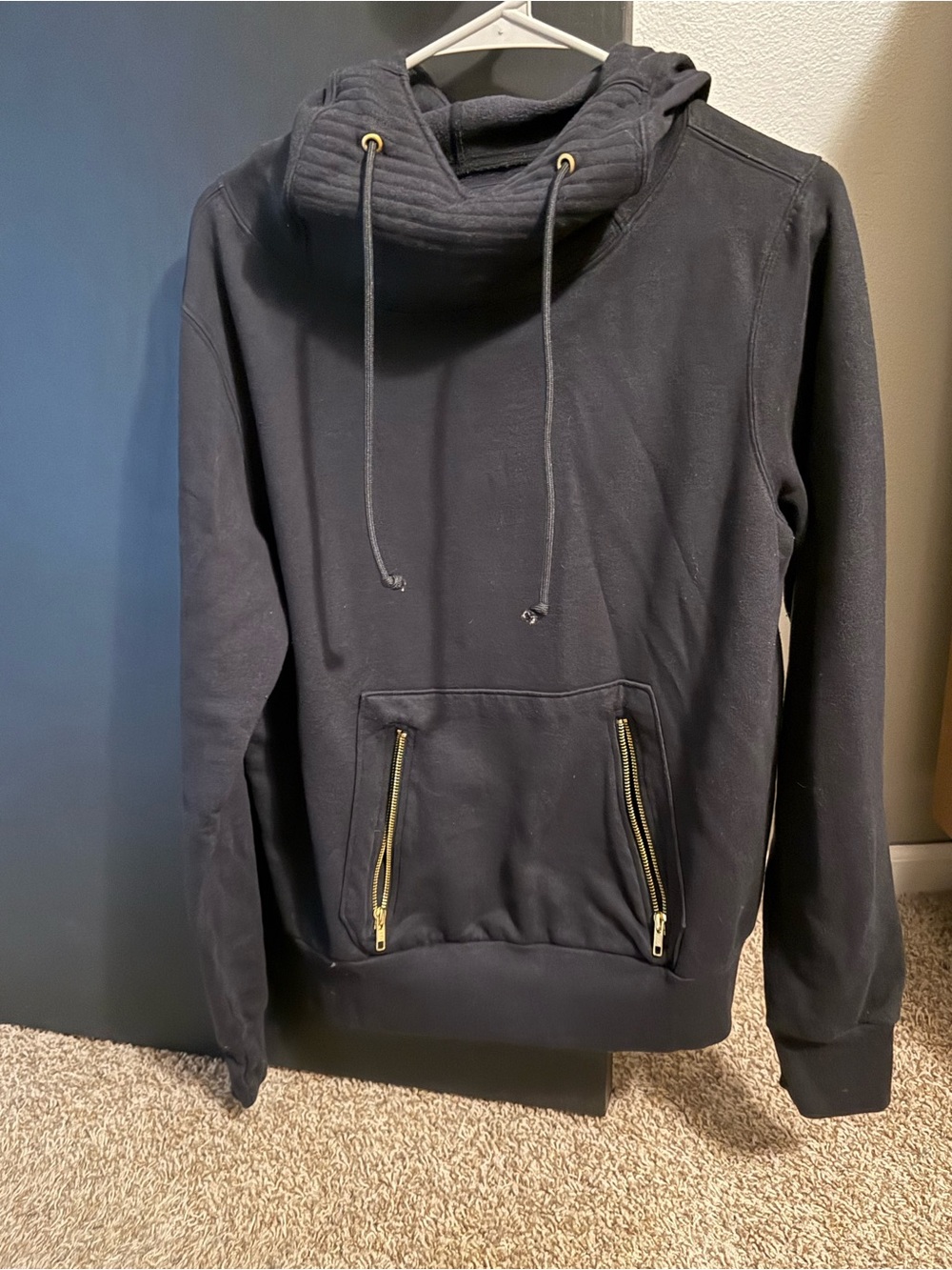 Women’s Lilly & Lottie Black Hooded Pullover Sweatshirt with Gold Zipper Accents